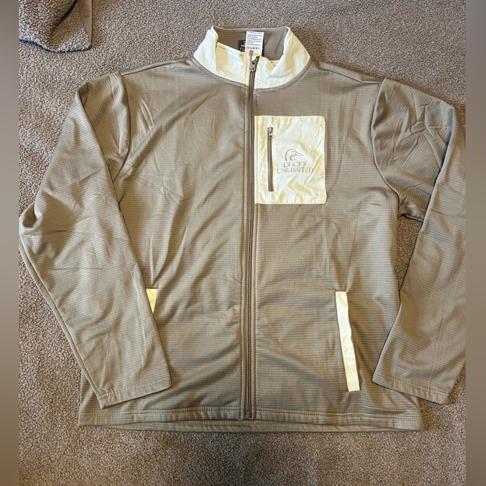 Tan and Cream Full-Zip Jacket
